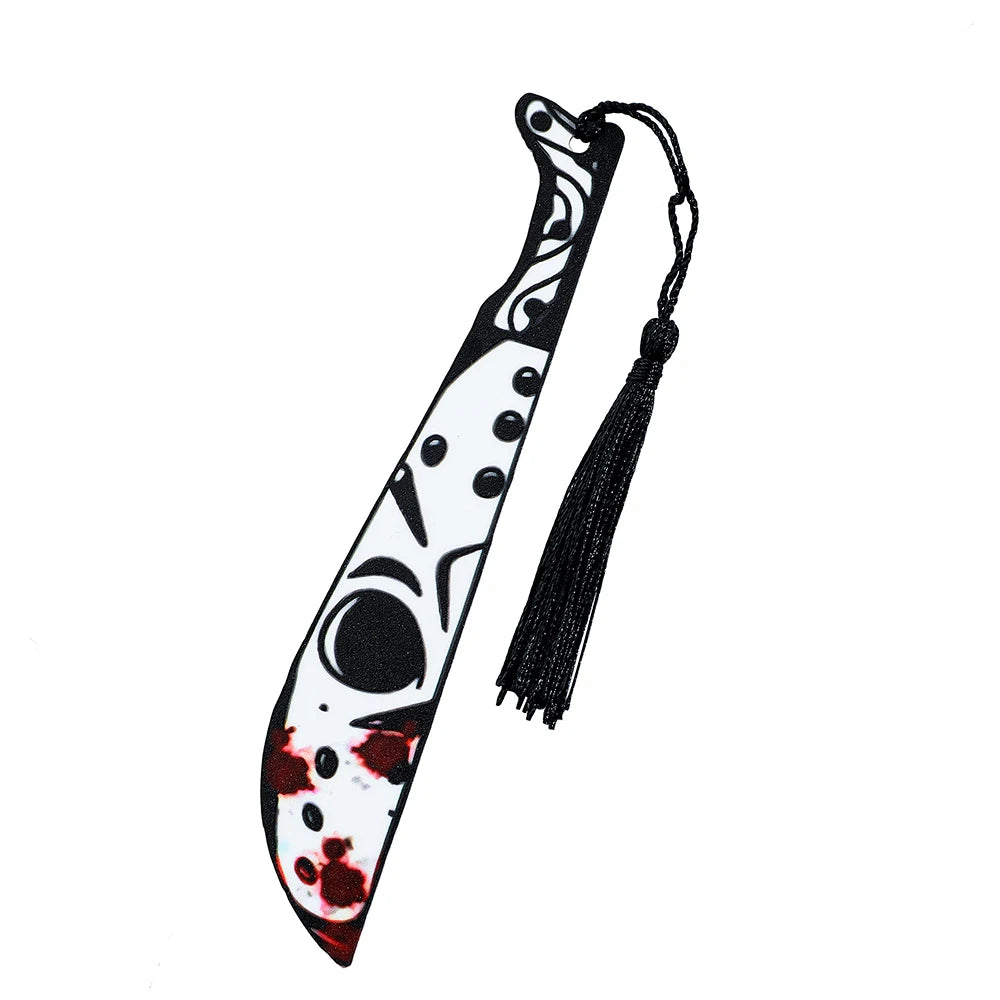 Horror Movie Character Dagger Bookmark, Acrylic with Tassel, Horror Movie Fan's Reading Accessory Bookmark Gift Study Stationery