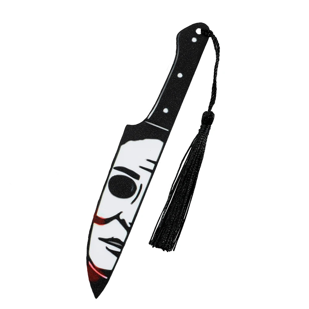 Horror Movie Character Dagger Bookmark, Acrylic with Tassel, Horror Movie Fan's Reading Accessory Bookmark Gift Study Stationery