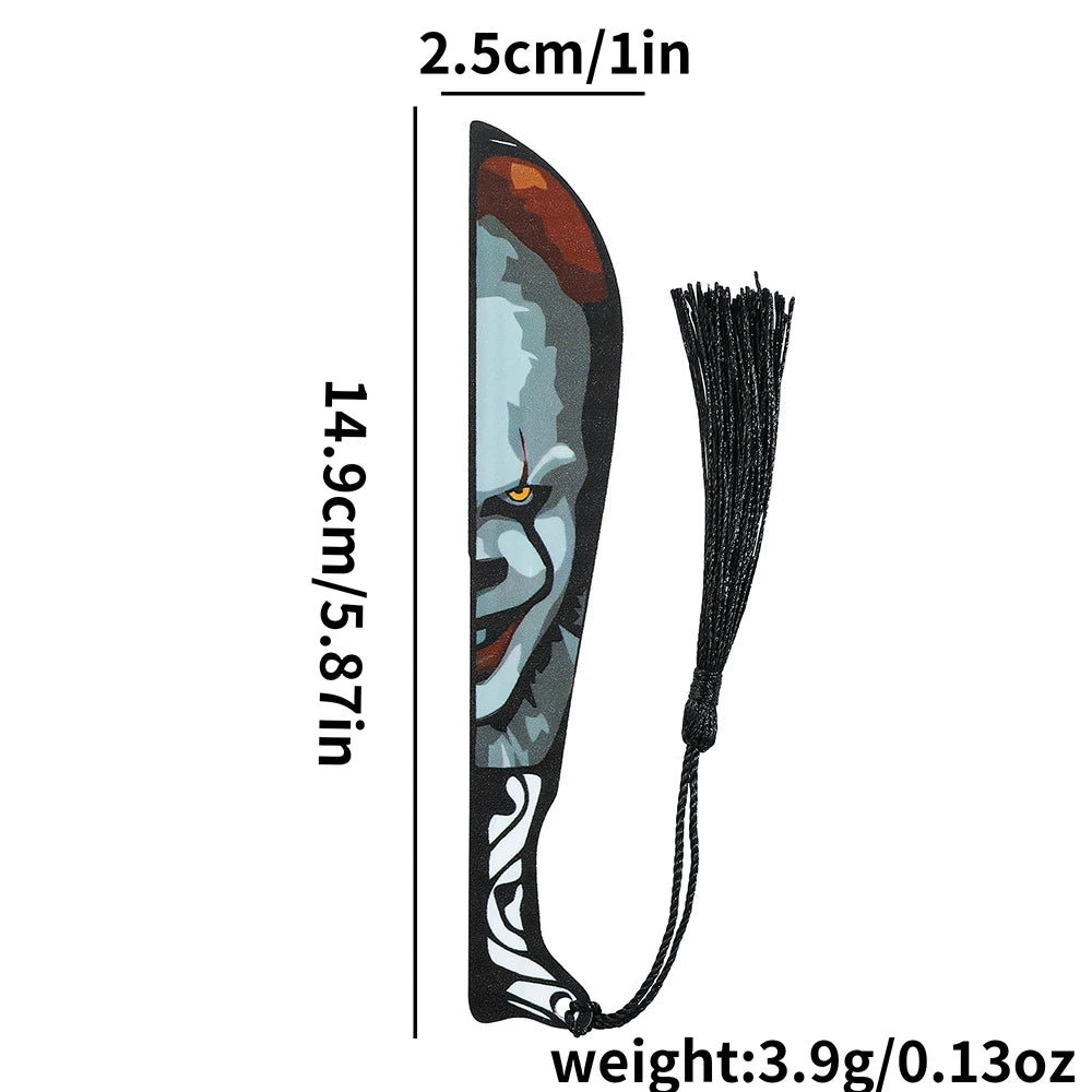 Horror Movie Character Dagger Bookmark, Acrylic with Tassel, Horror Movie Fan's Reading Accessory Bookmark Gift Study Stationery