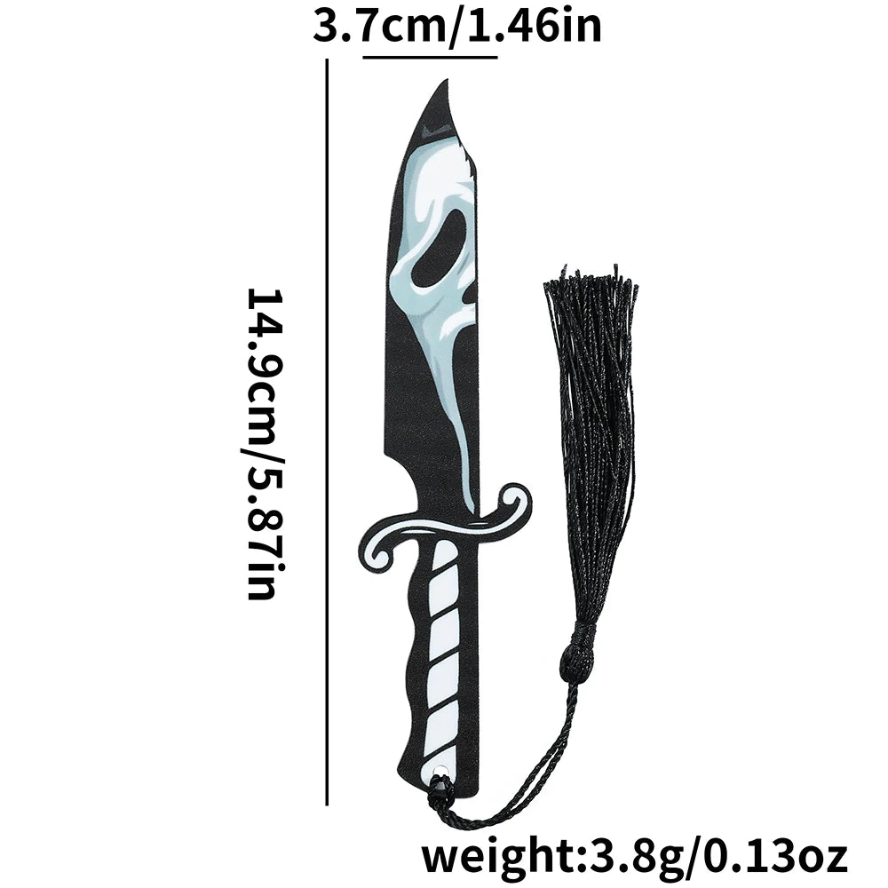 Horror Movie Character Dagger Bookmark, Acrylic with Tassel, Horror Movie Fan's Reading Accessory Bookmark Gift Study Stationery