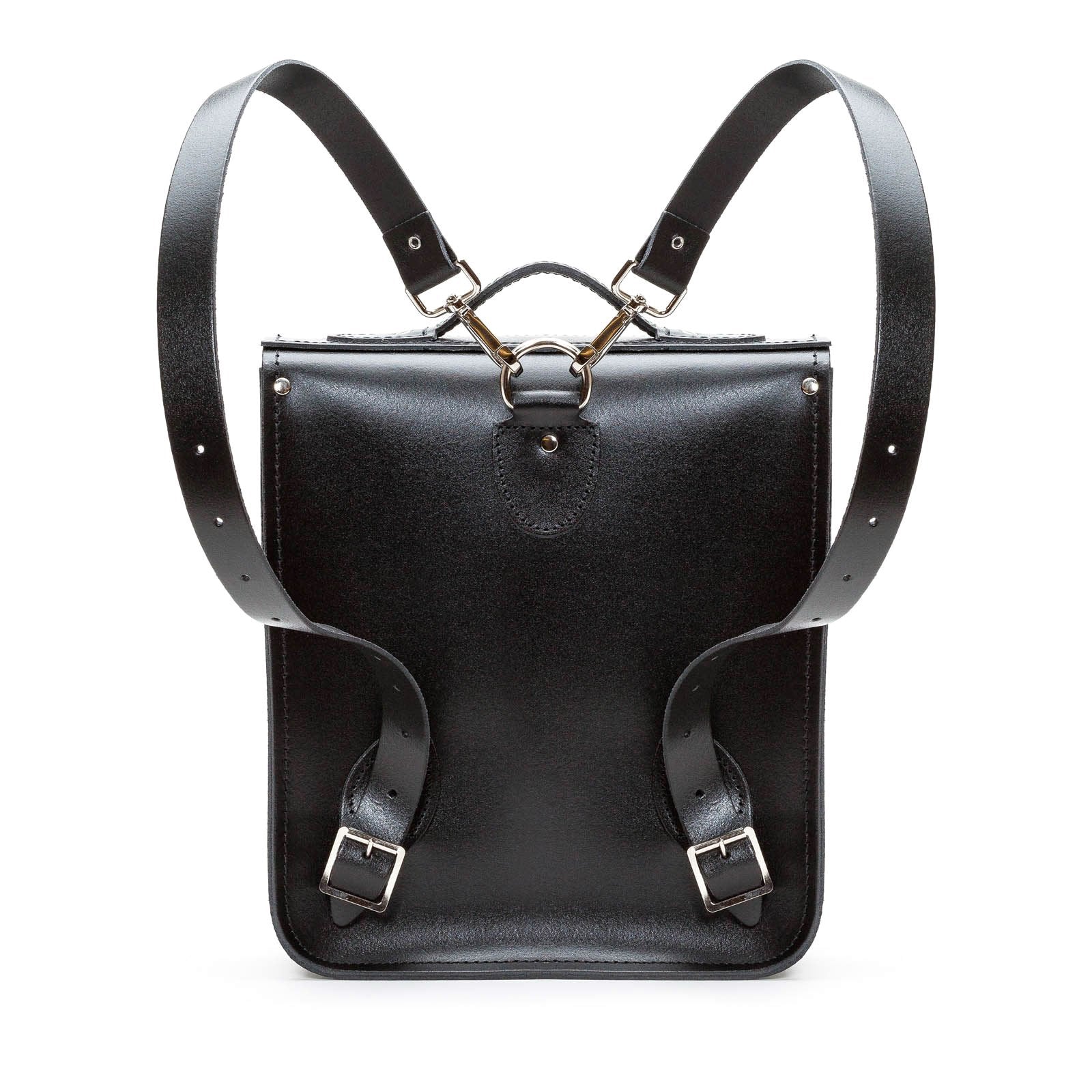 Handmade Leather City Backpack - Gothic Striped Grey & Black-3