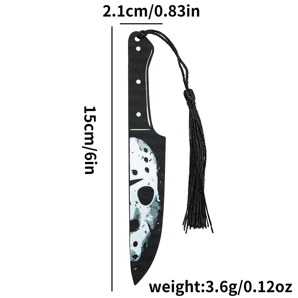 Horror Movie Character Dagger Bookmark, Acrylic with Tassel, Horror Movie Fan's Reading Accessory Bookmark Gift Study Stationery